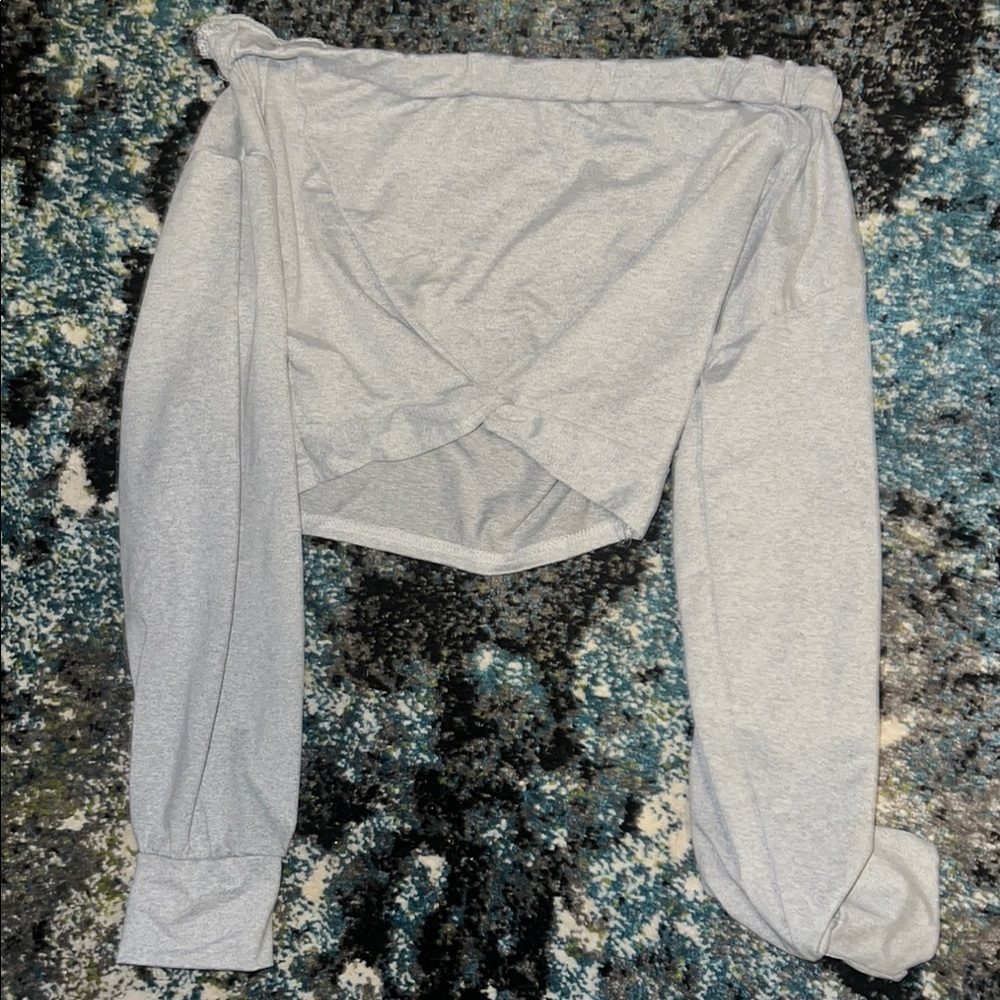 Gray off shoulder crop top